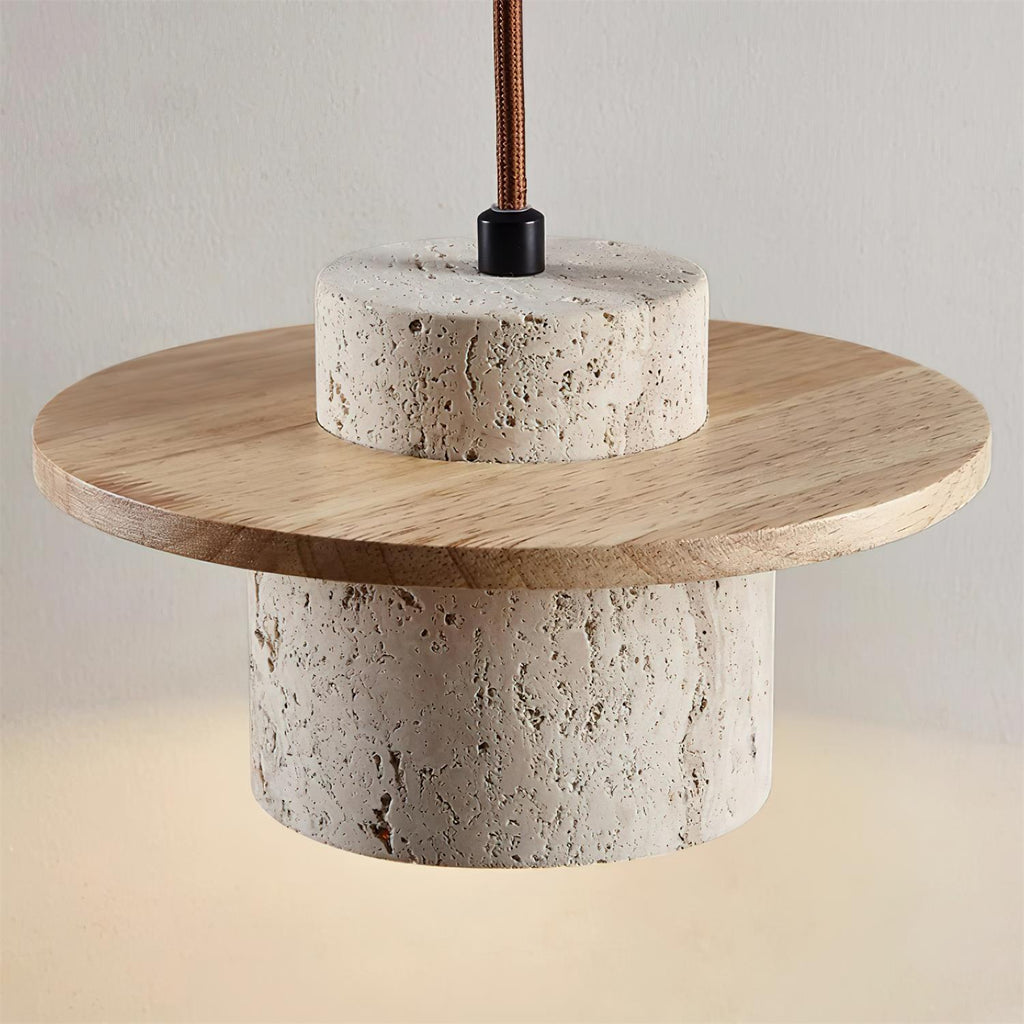 Ritta Wall Lamp Travertine Cylinder Walnut Wood