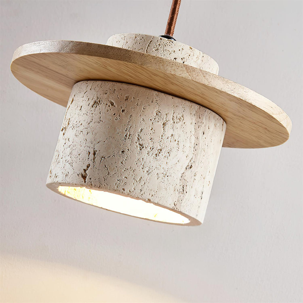 Ritta Wall Lamp Travertine Cylinder Walnut Wood