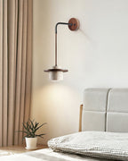 Ritta Wall Lamp Travertine Cylinder Walnut Wood