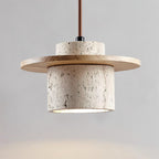 Ritta Wall Lamp Travertine Cylinder Walnut Wood