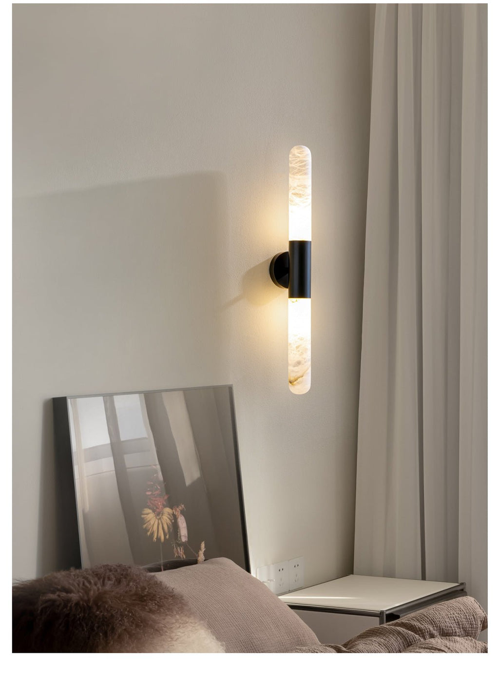 Evtalos Wall Light Cylindrical in Alabaster - Kingsley Beaumont