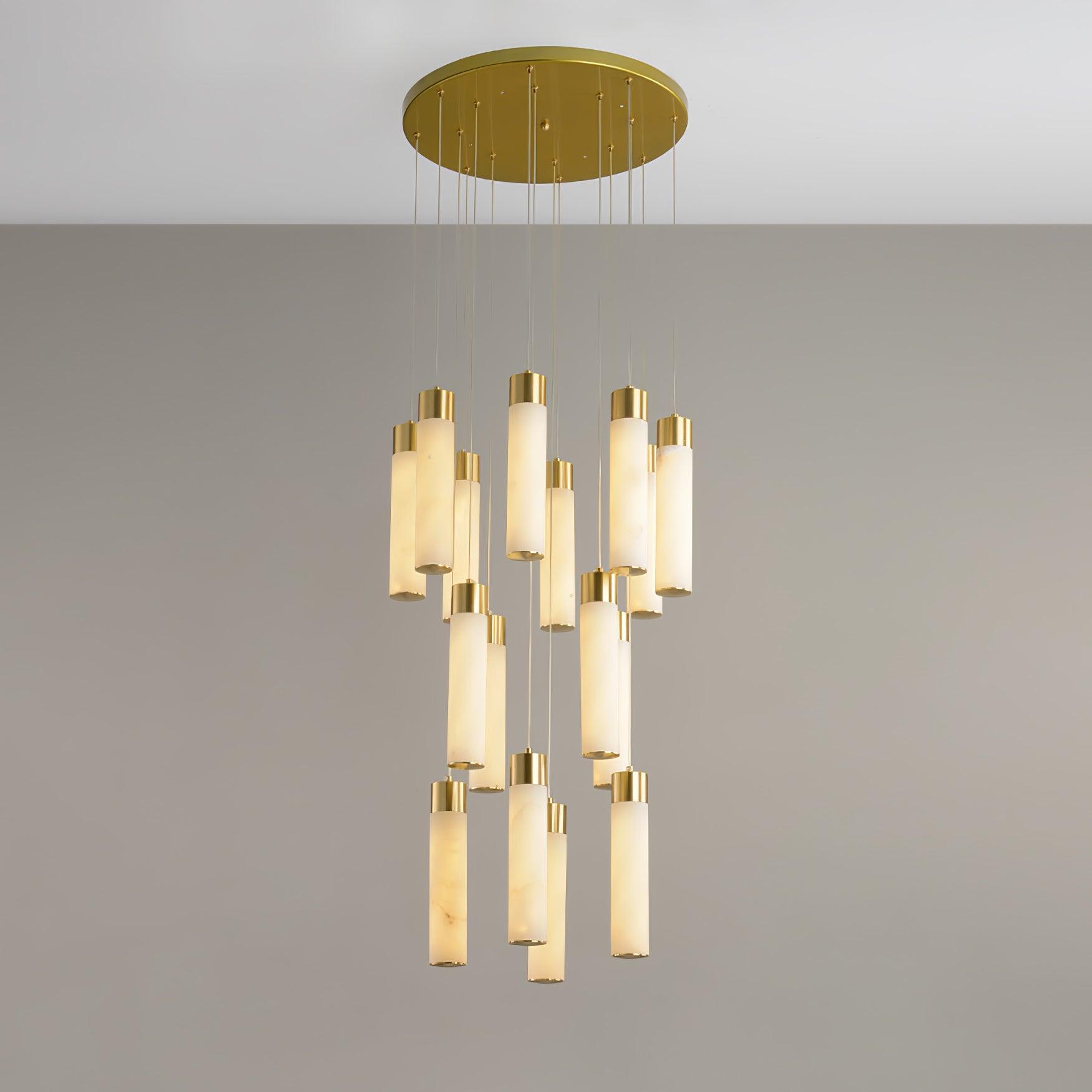 Dike   Alabaster Chandelier Staircase