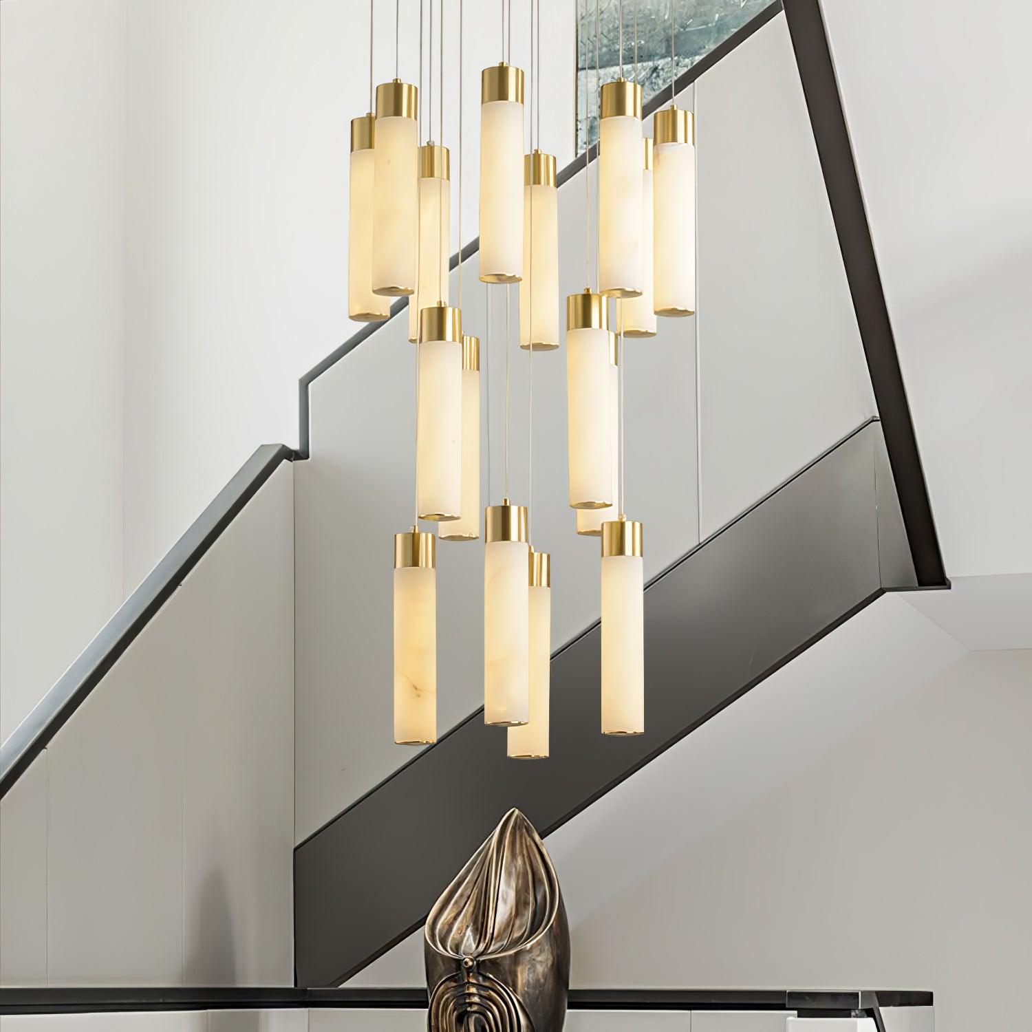 Dike   Alabaster Chandelier Staircase