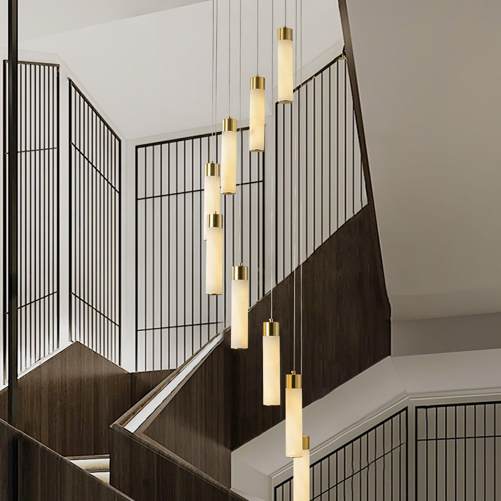 Dike   Alabaster Chandelier Staircase
