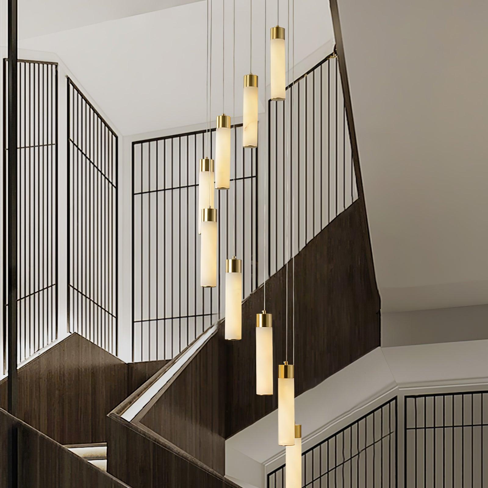 Dike   Alabaster Chandelier Staircase