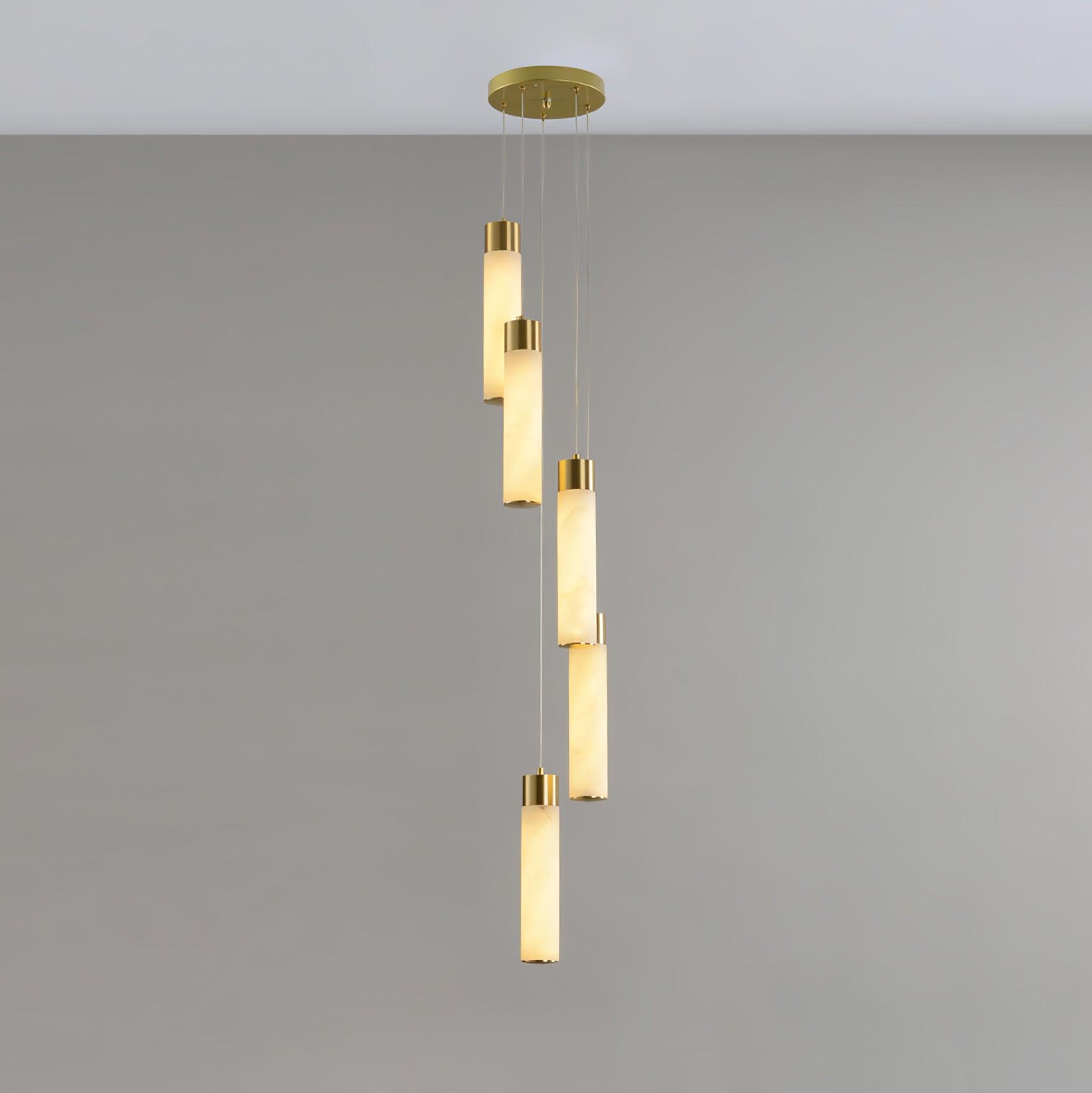 Dike   Alabaster Chandelier Staircase