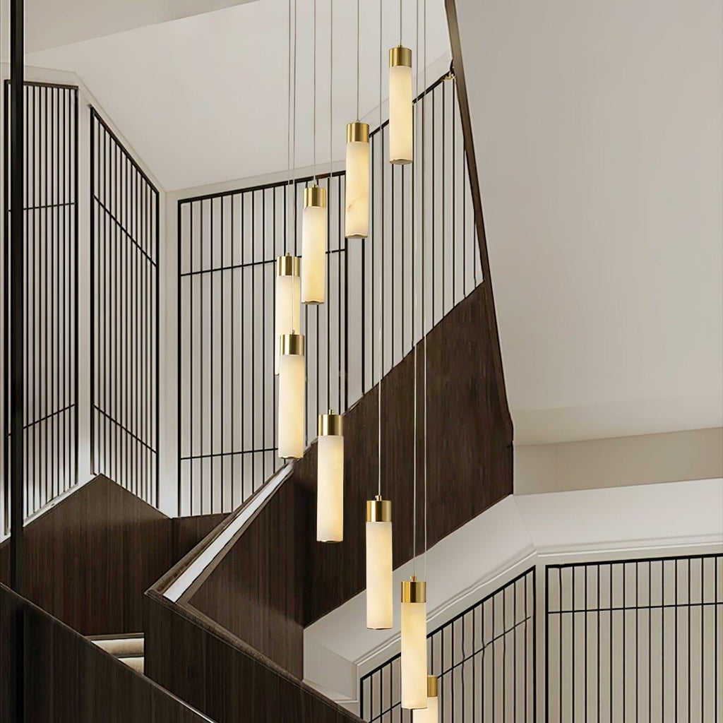 Dike   Alabaster Chandelier Staircase