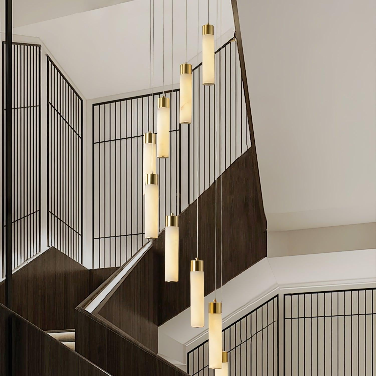 Dike   Alabaster Chandelier Staircase