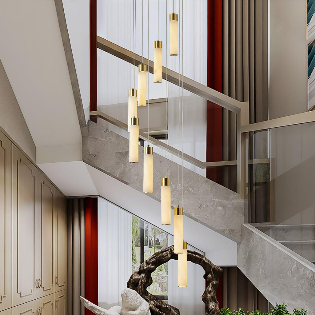 Dike   Alabaster Chandelier Staircase
