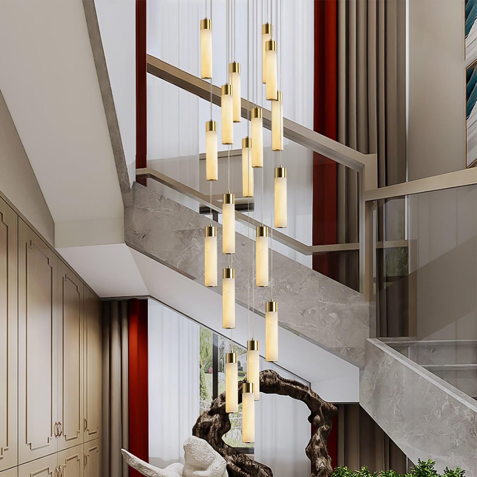 Dike   Alabaster Chandelier Staircase