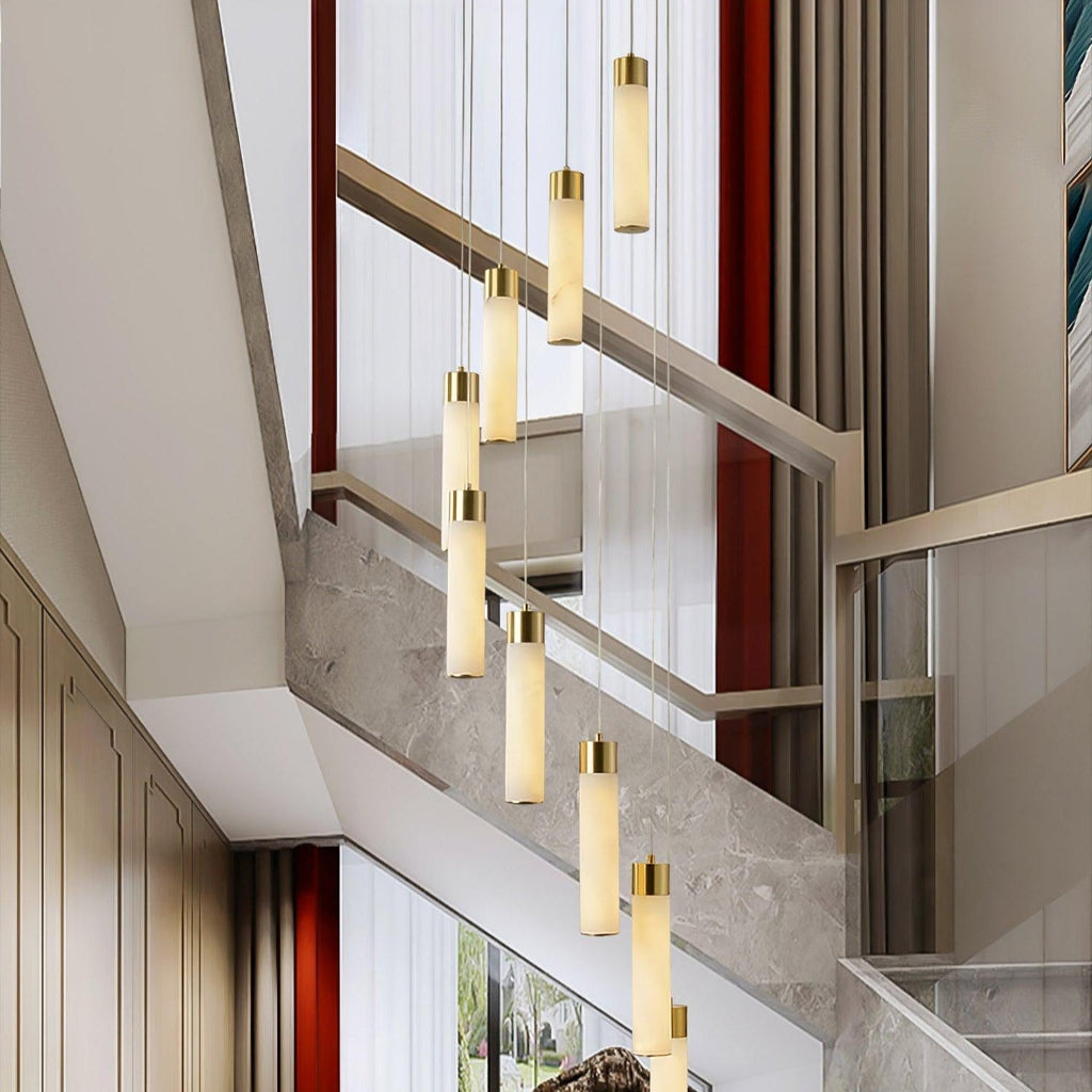 Dike   Alabaster Chandelier Staircase