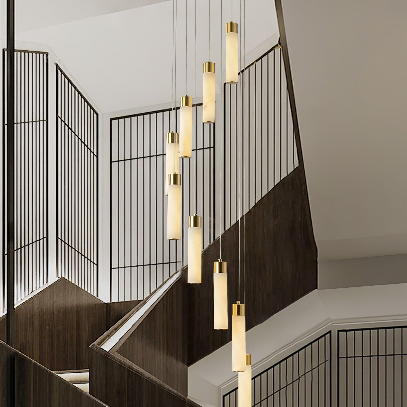 Dike   Alabaster Chandelier Staircase