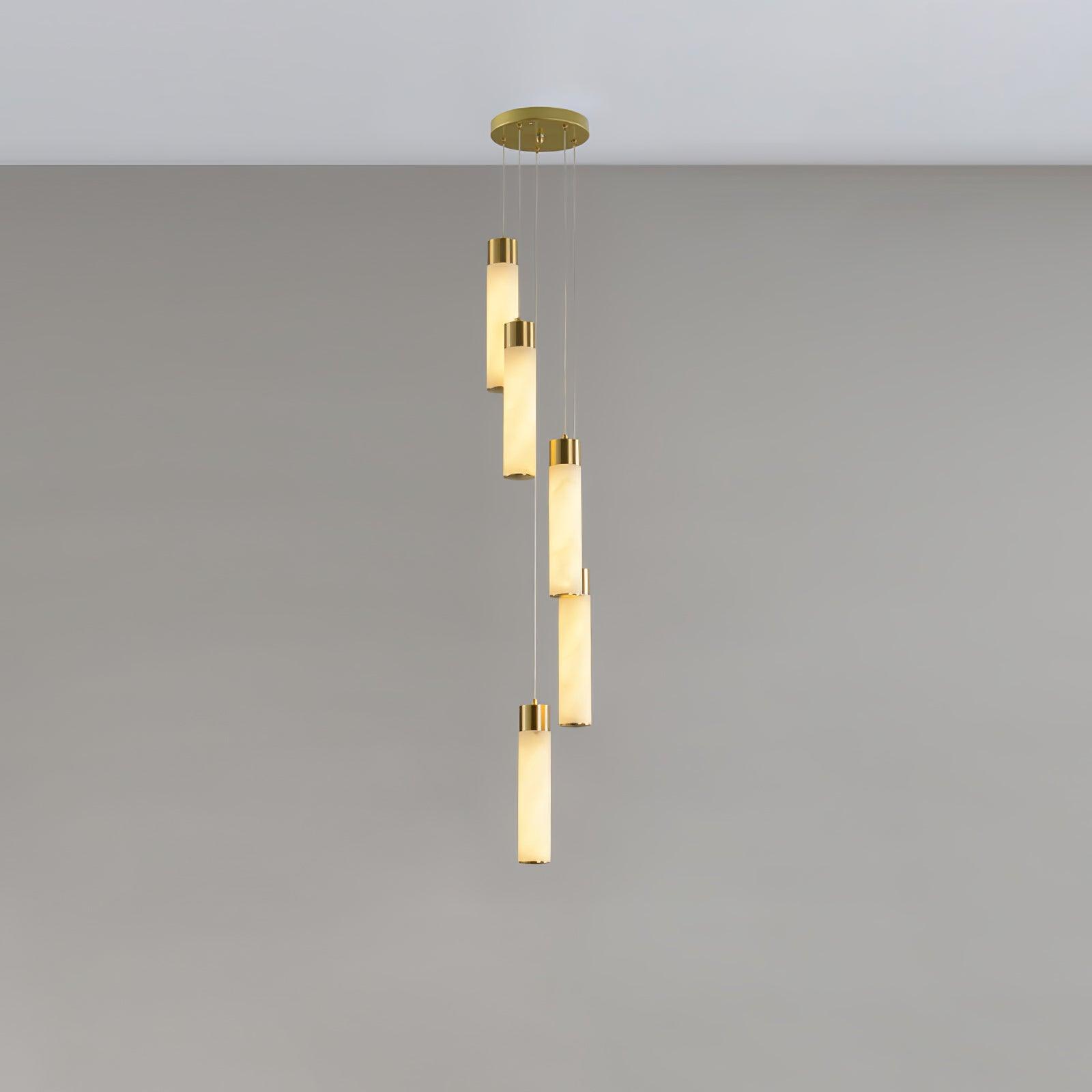 Dike   Alabaster Chandelier Staircase