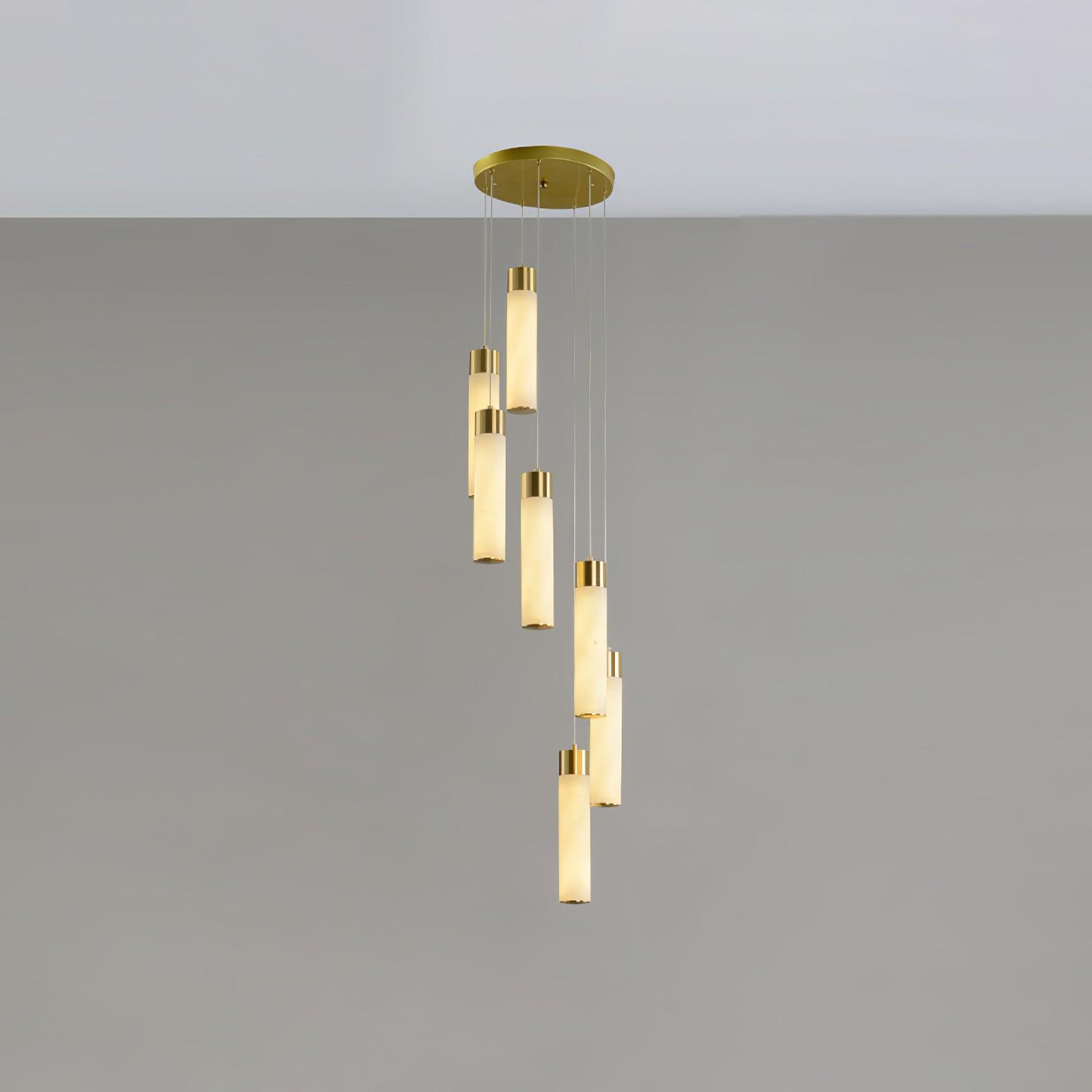 Dike   Alabaster Chandelier Staircase