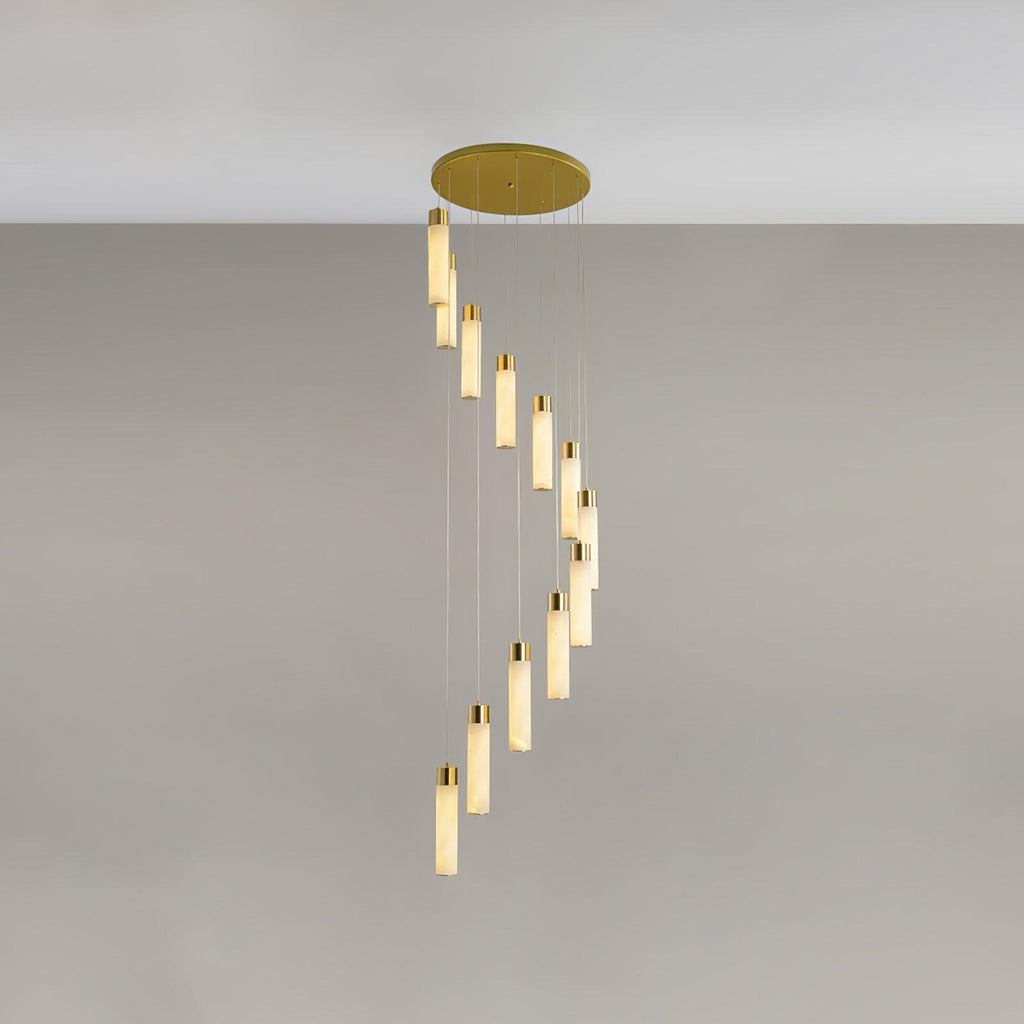 Dike   Alabaster Chandelier Staircase