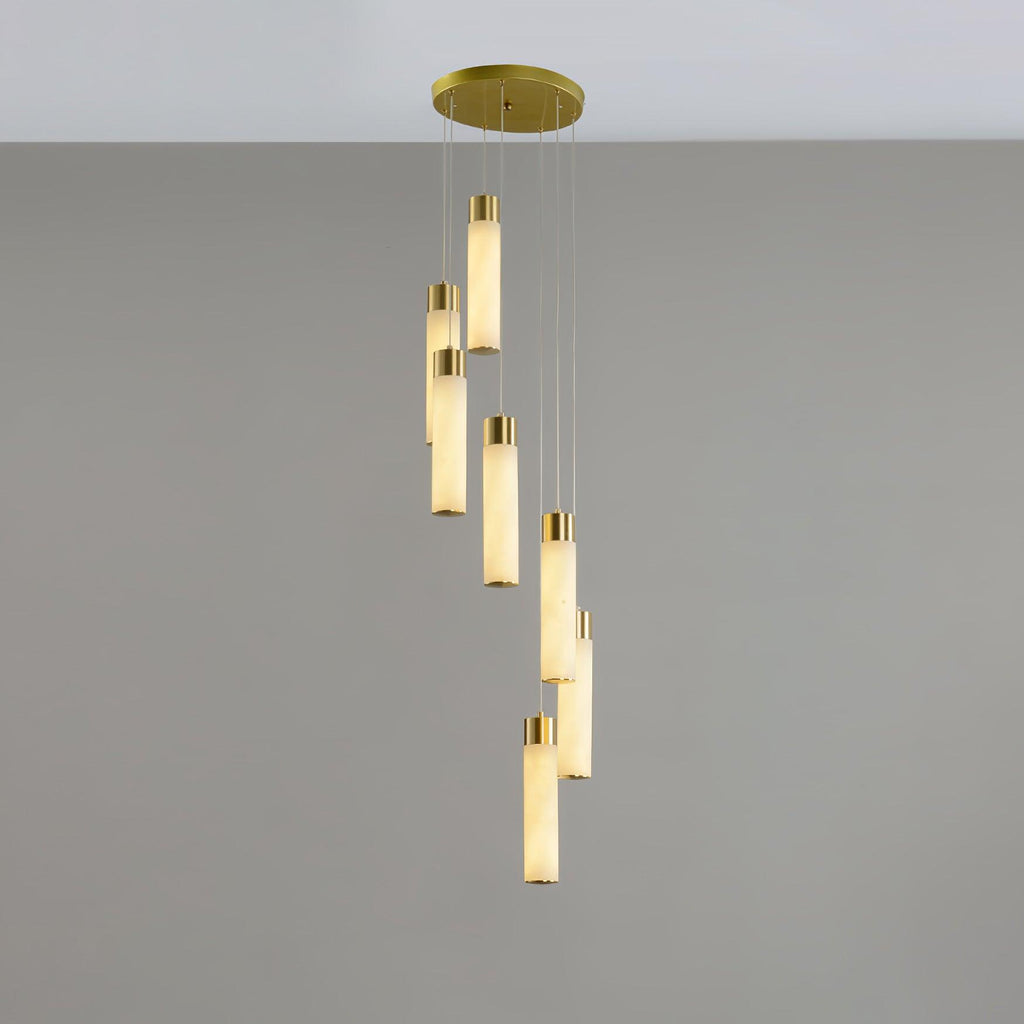 Dike   Alabaster Chandelier Staircase