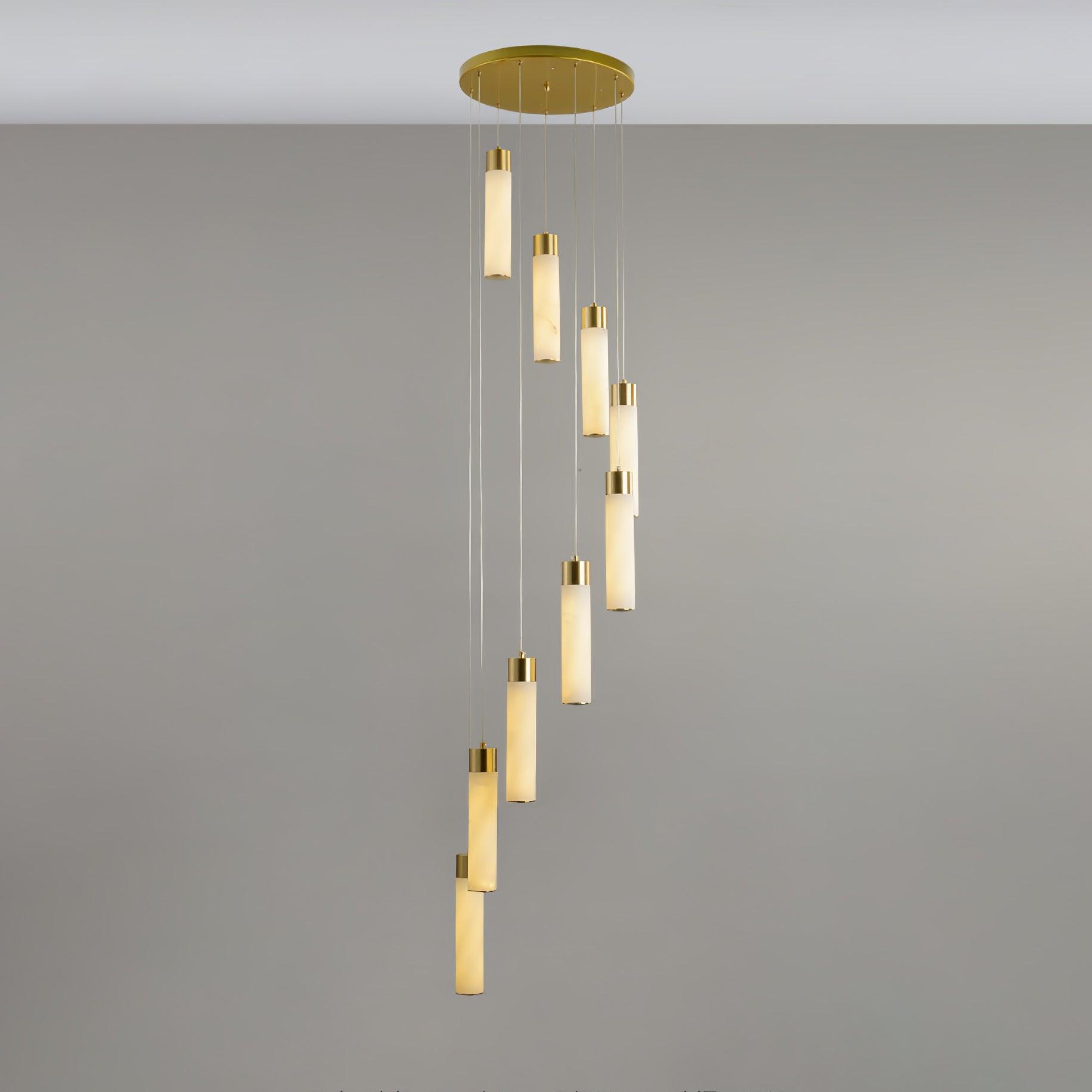 Dike   Alabaster Chandelier Staircase