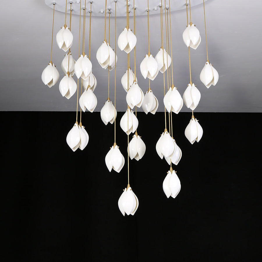 Lustra Pendant Lamp White Floral Ceramic
