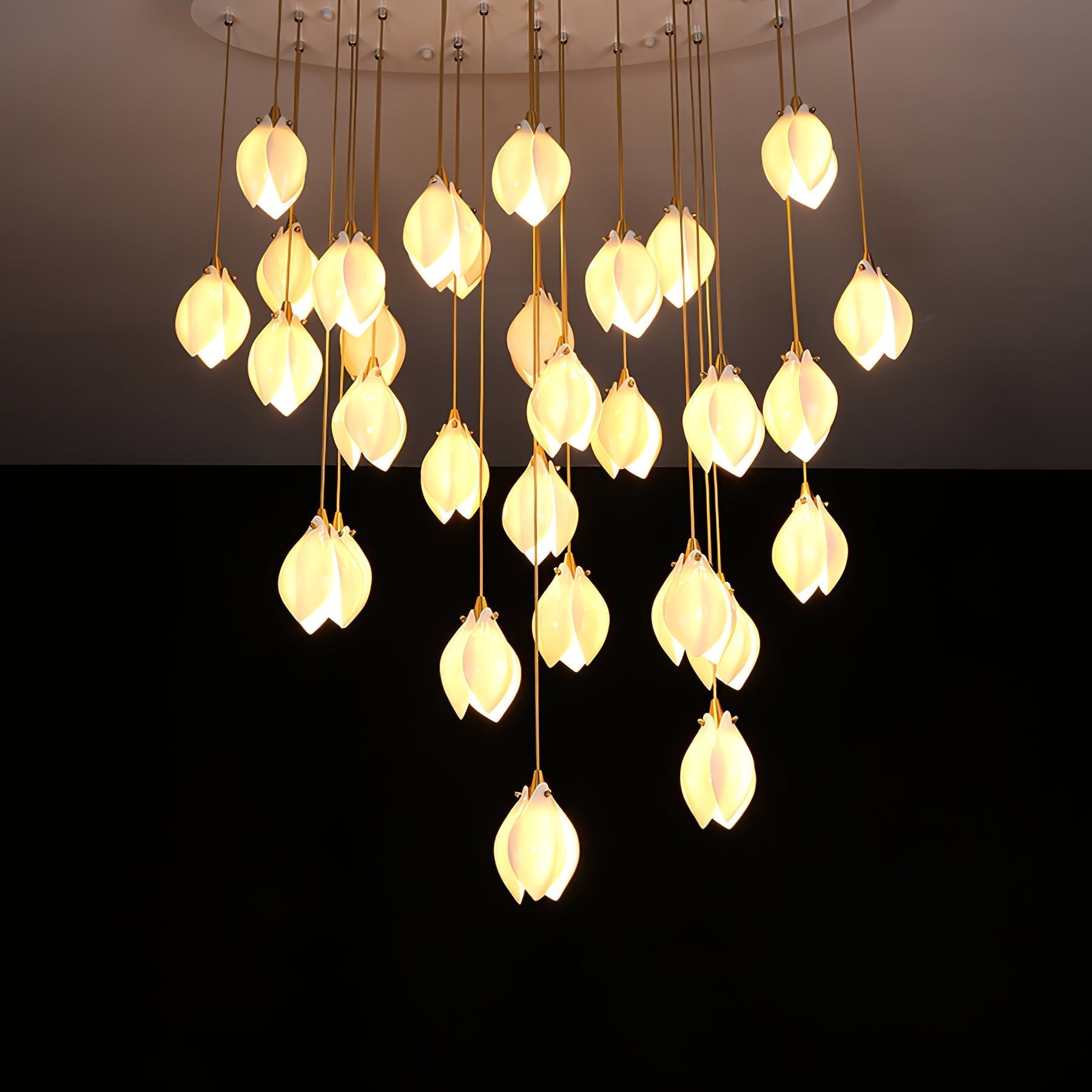 Lustra Pendant Lamp White Floral Ceramic
