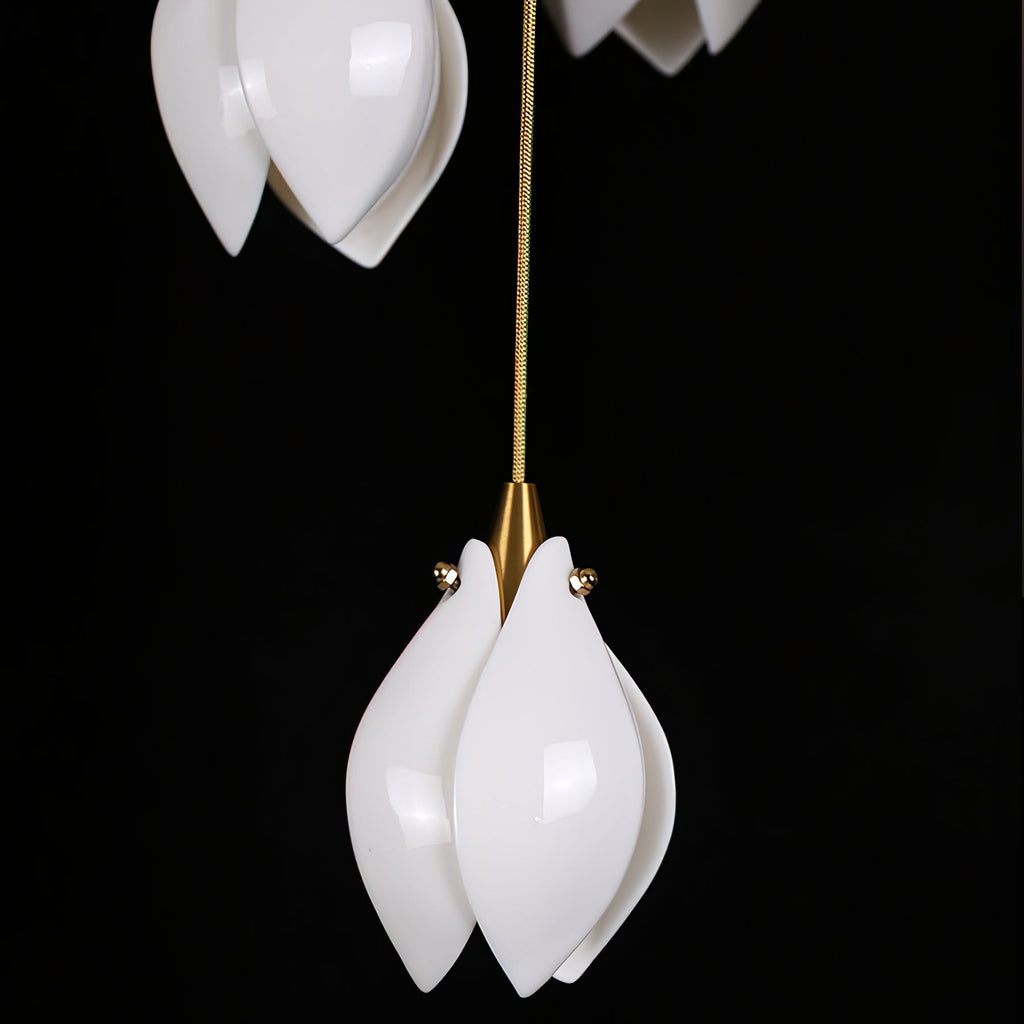 Lustra Pendant Lamp White Floral Ceramic