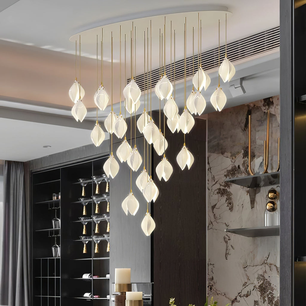 Lustra Pendant Lamp White Floral Ceramic