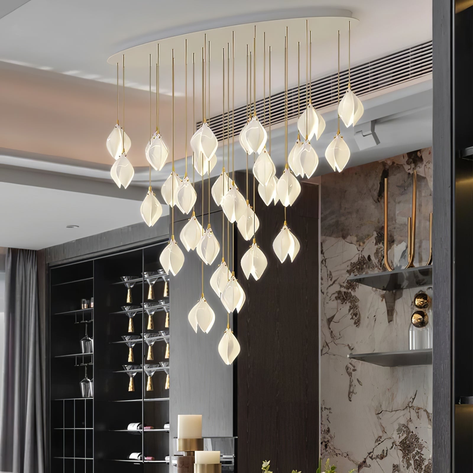 Lustra Pendant Lamp White Floral Ceramic