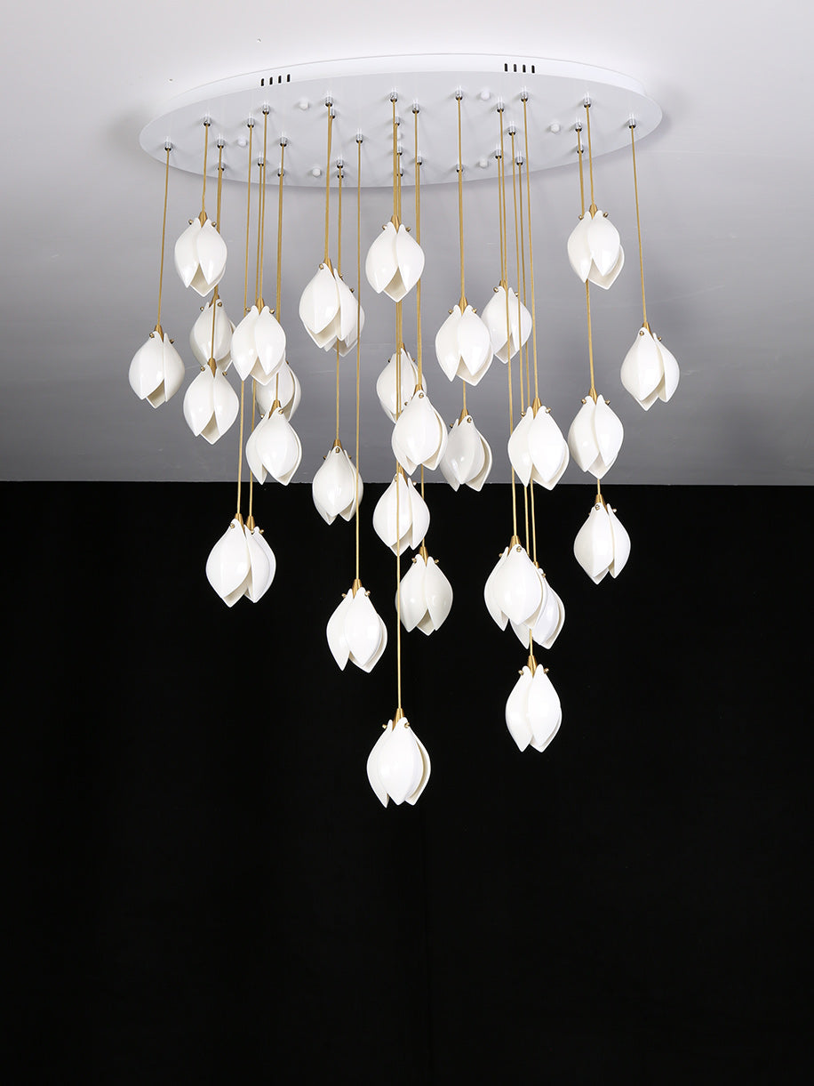 Lustra Pendant Lamp White Floral Ceramic