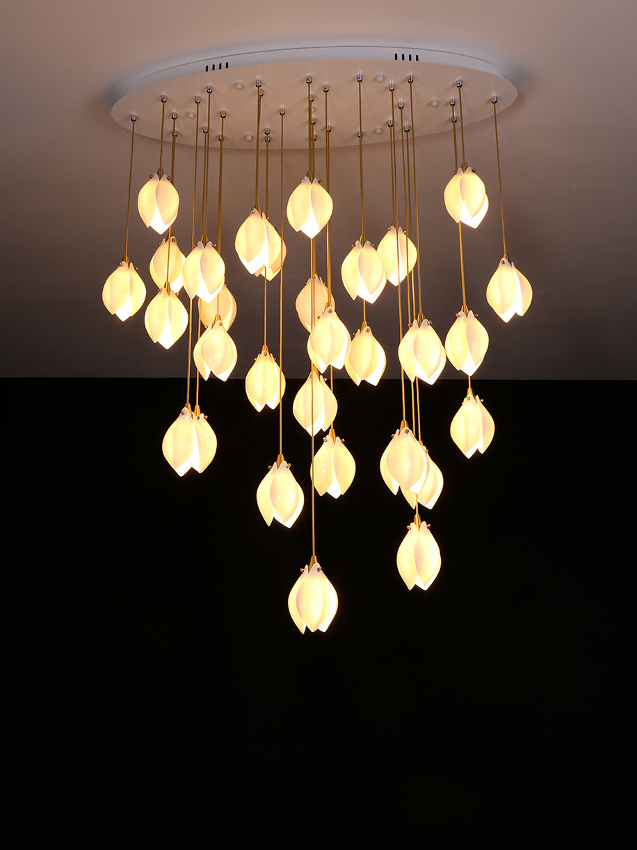 Lustra Pendant Lamp White Floral Ceramic