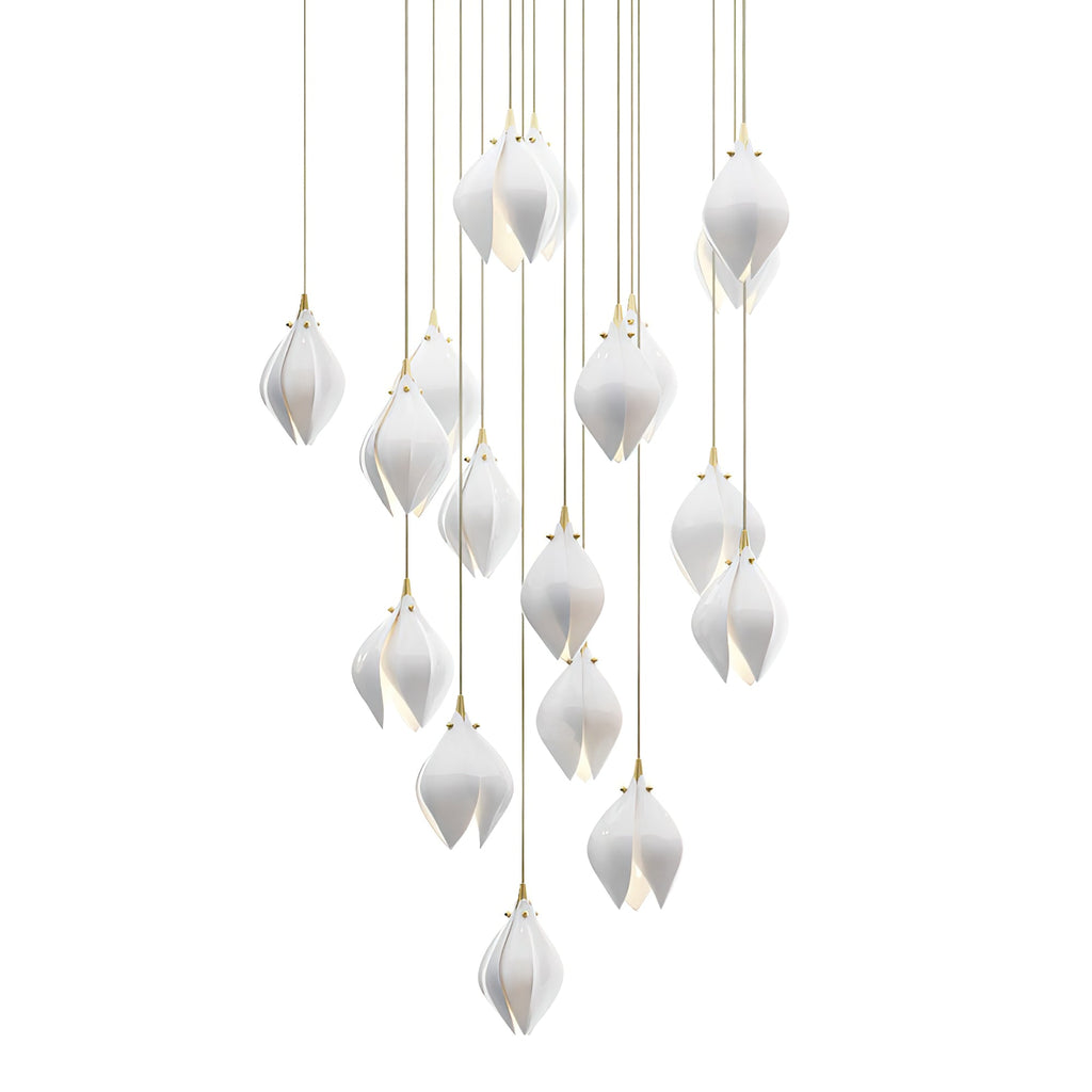 Lustra Pendant Lamp White Floral Ceramic