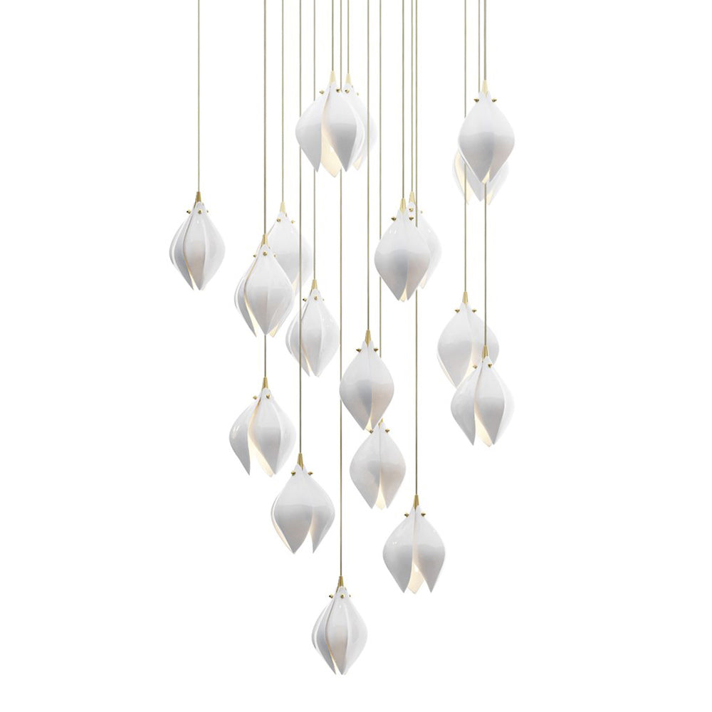 Lustra Pendant Lamp White Floral Ceramic