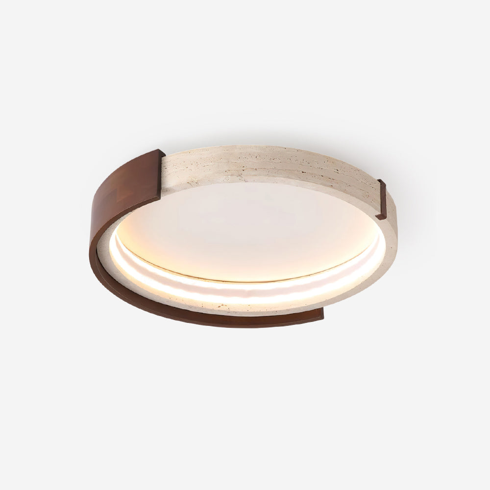 Ritta Ceiling Lamp Halo Sculptural Travertine & Wood