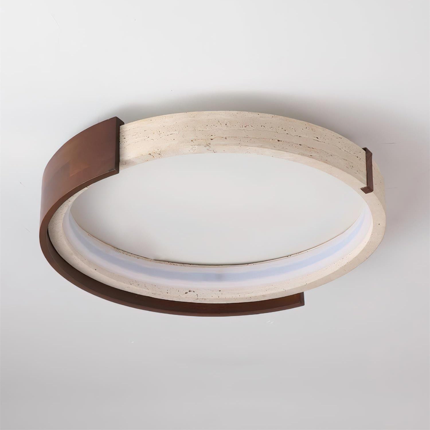 Ritta Ceiling Lamp Halo Sculptural Travertine & Wood