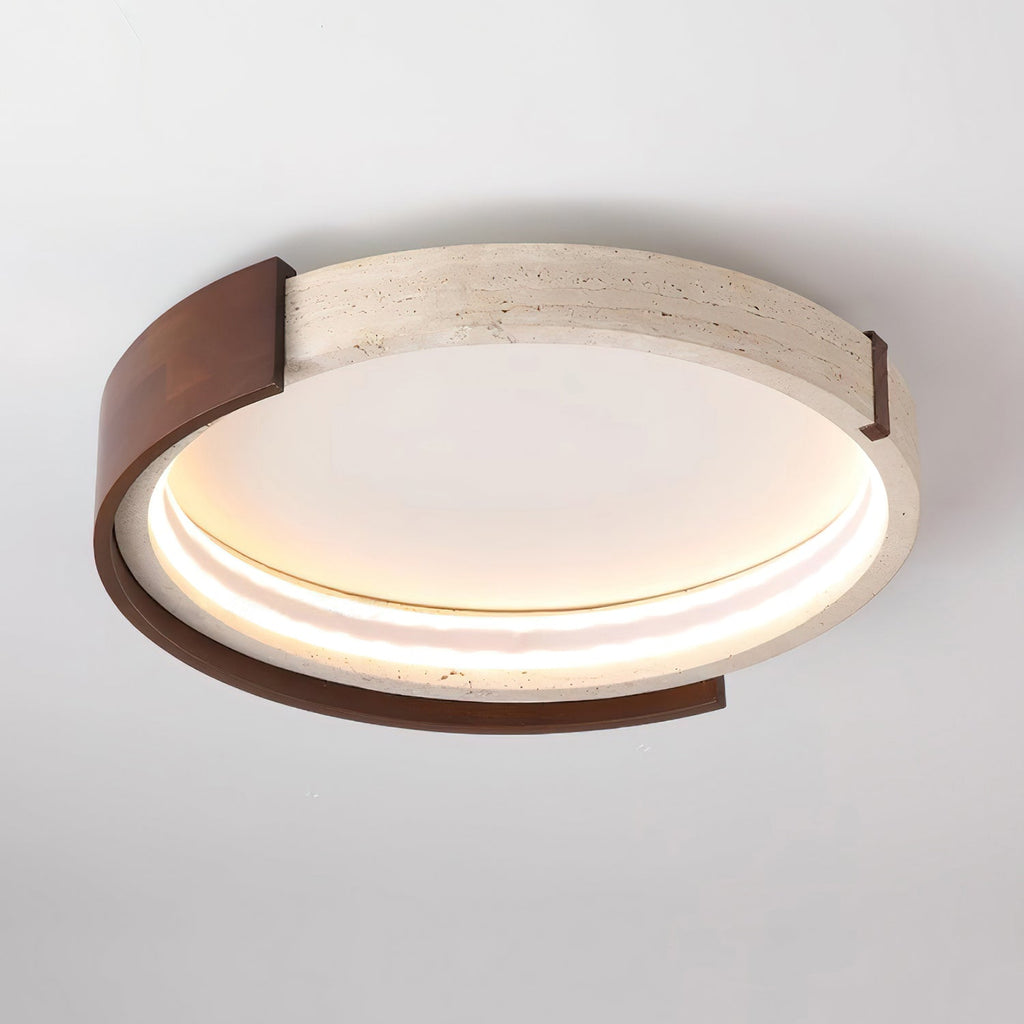 Ritta Ceiling Lamp Halo Sculptural Travertine & Wood