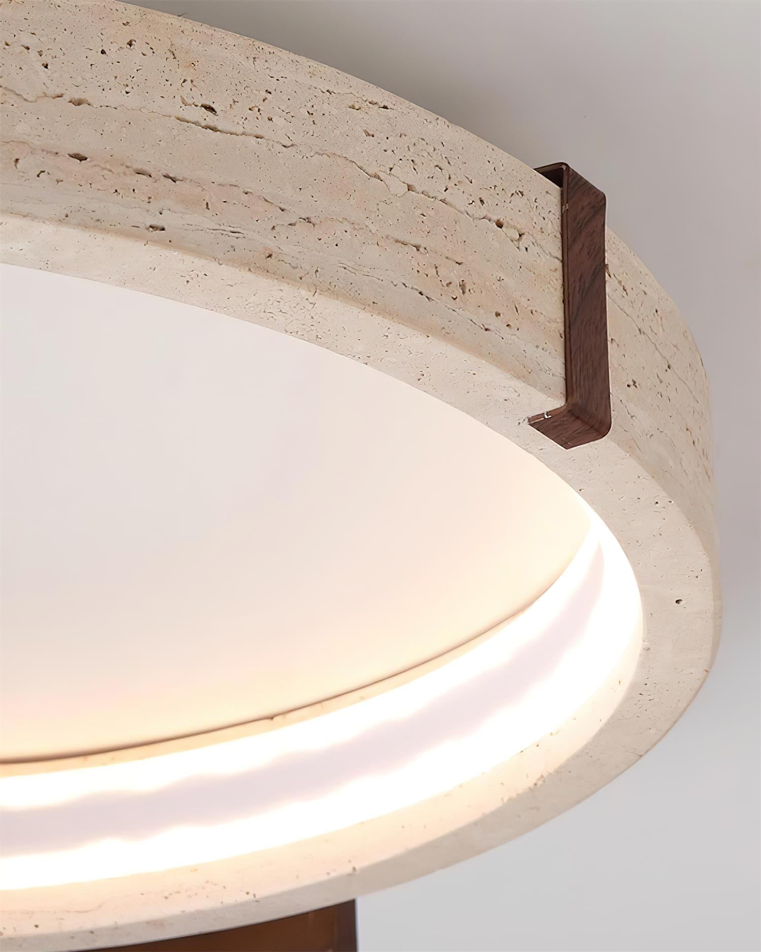 Ritta Ceiling Lamp Halo Sculptural Travertine & Wood