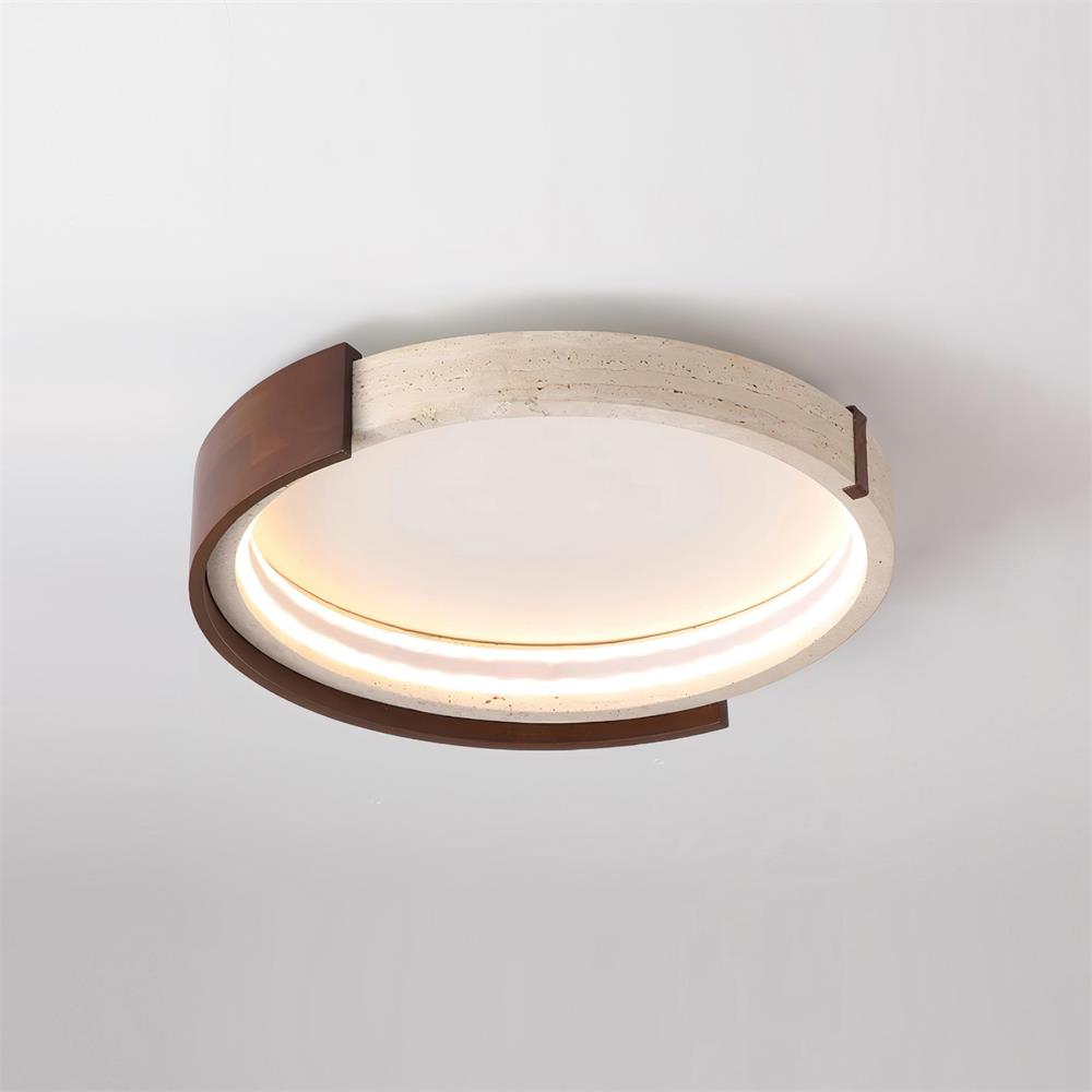 Ritta Ceiling Lamp Halo Sculptural Travertine & Wood