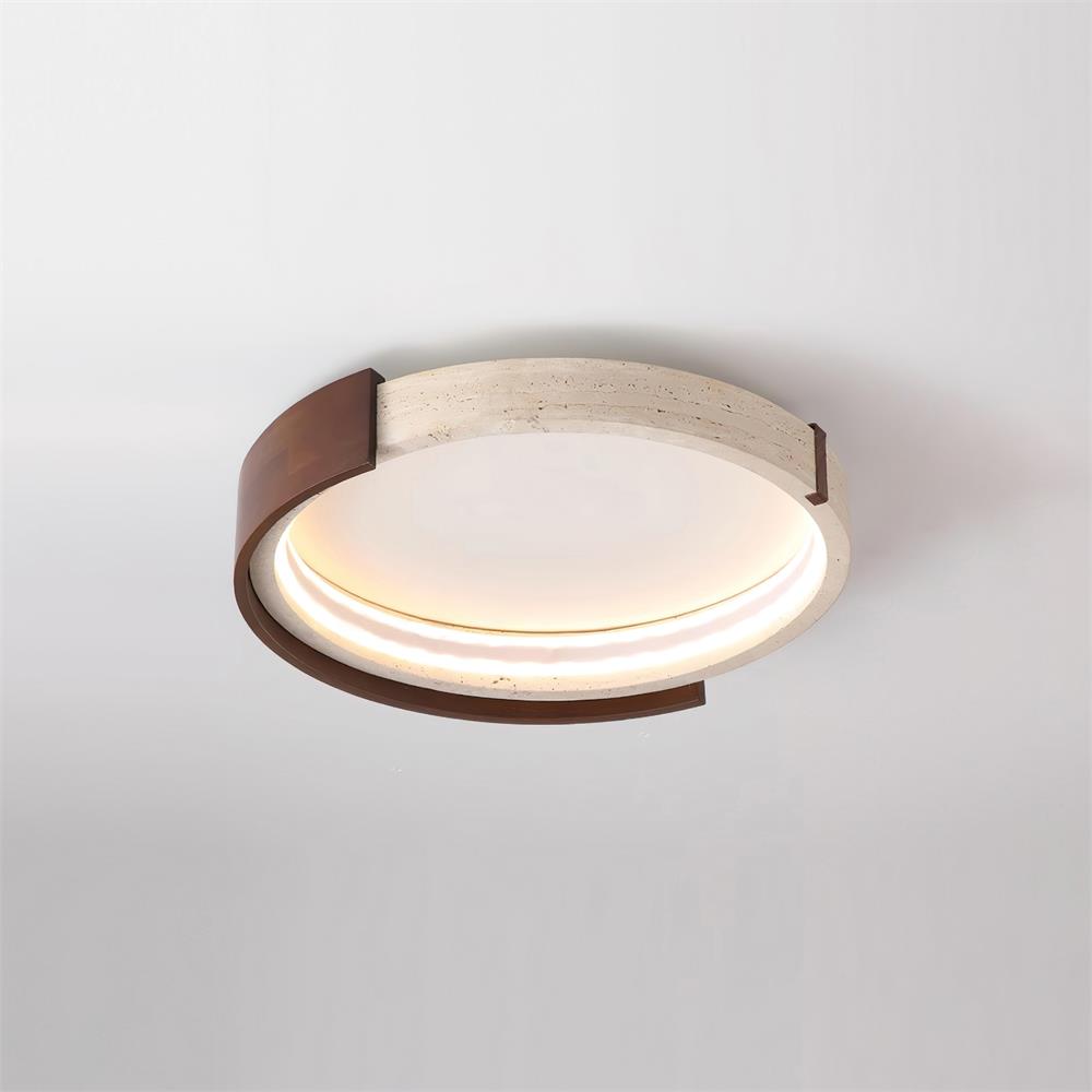 Ritta Ceiling Lamp Halo Sculptural Travertine & Wood