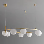 Chandelier Glass Globes Metal Ring Gold Finish Modern