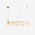 Chandelier Glass Globes Metal Ring Gold Finish Modern