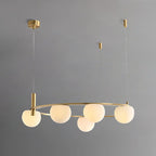 Chandelier Glass Globes Metal Ring Gold Finish Modern