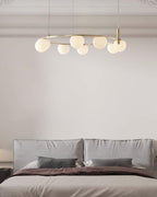 Chandelier Glass Globes Metal Ring Gold Finish Modern