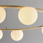 Chandelier Glass Globes Metal Ring Gold Finish Modern