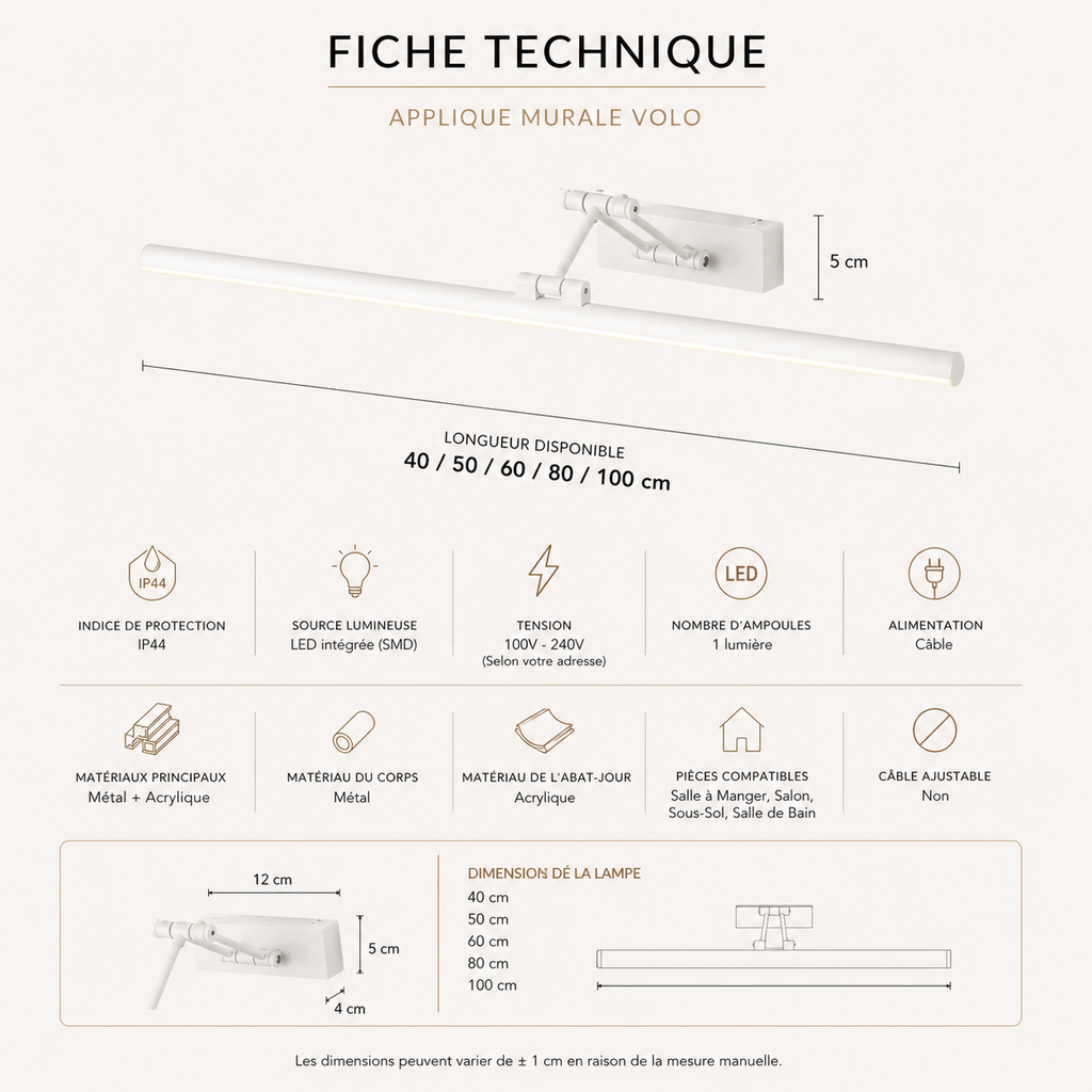Volo Wall Light Linéaire Adjustable Simple Bedroom