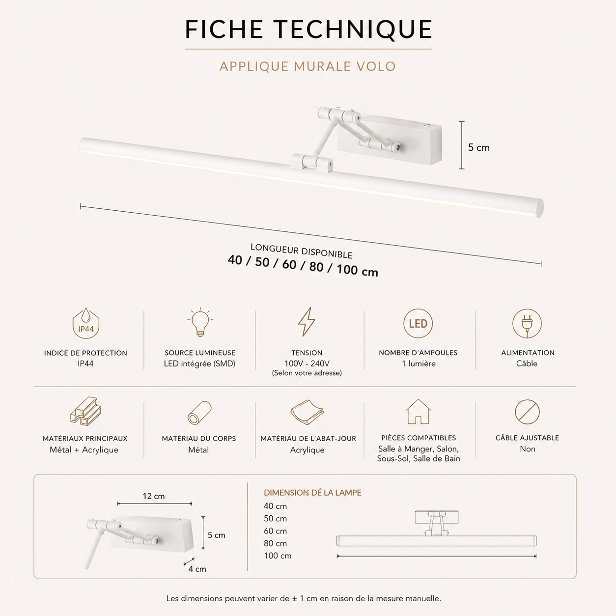 Volo Wall Light Linéaire Adjustable Simple Bedroom