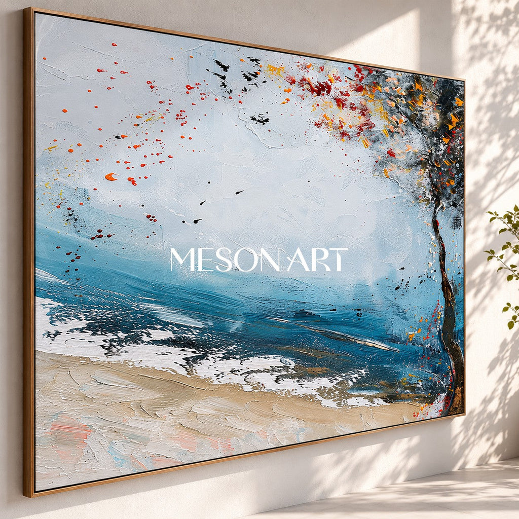 Abstract Coastal Autumn Tree Oil Painting