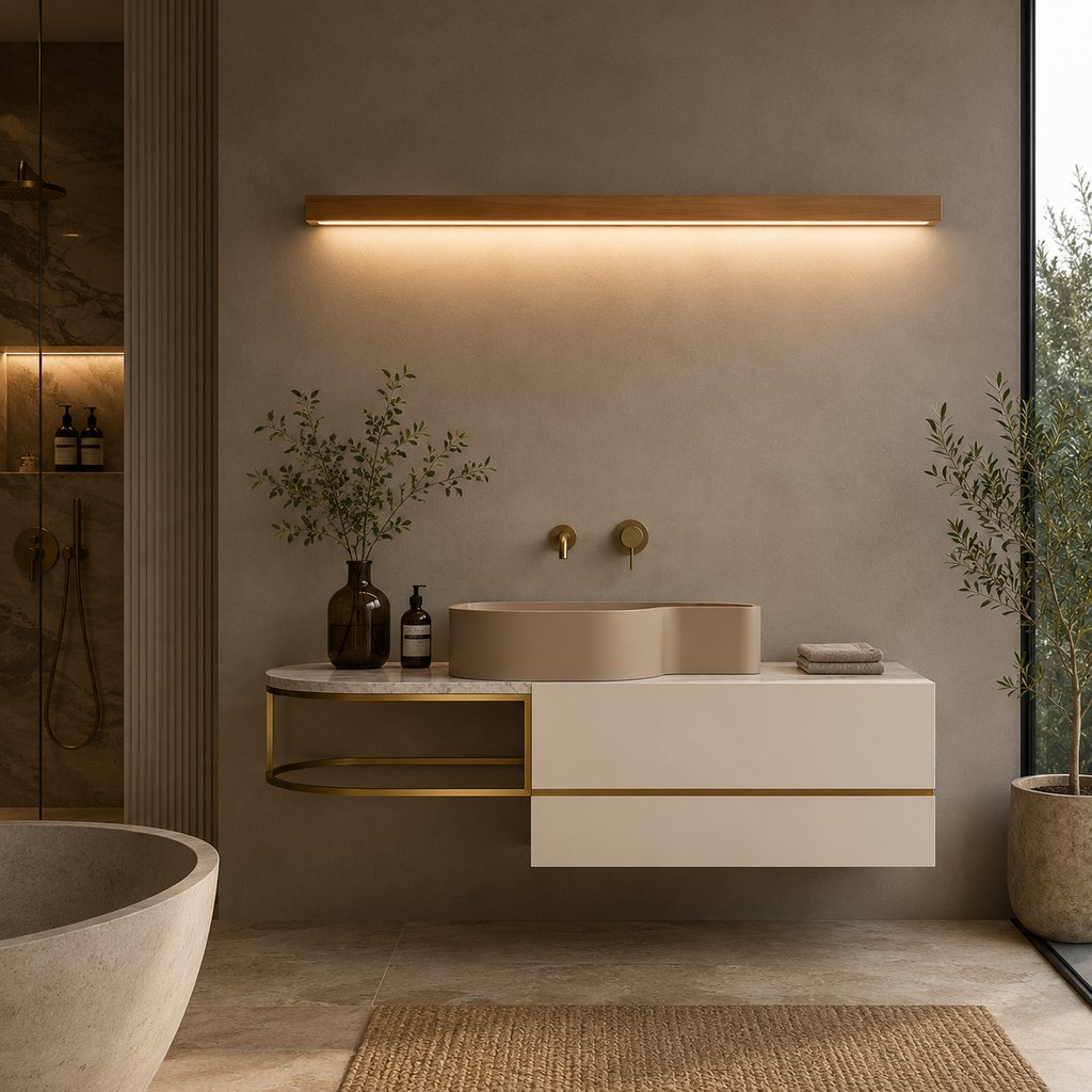 Dwyn Wall Light Miroir Linéaire Minimalist Wood Living Room