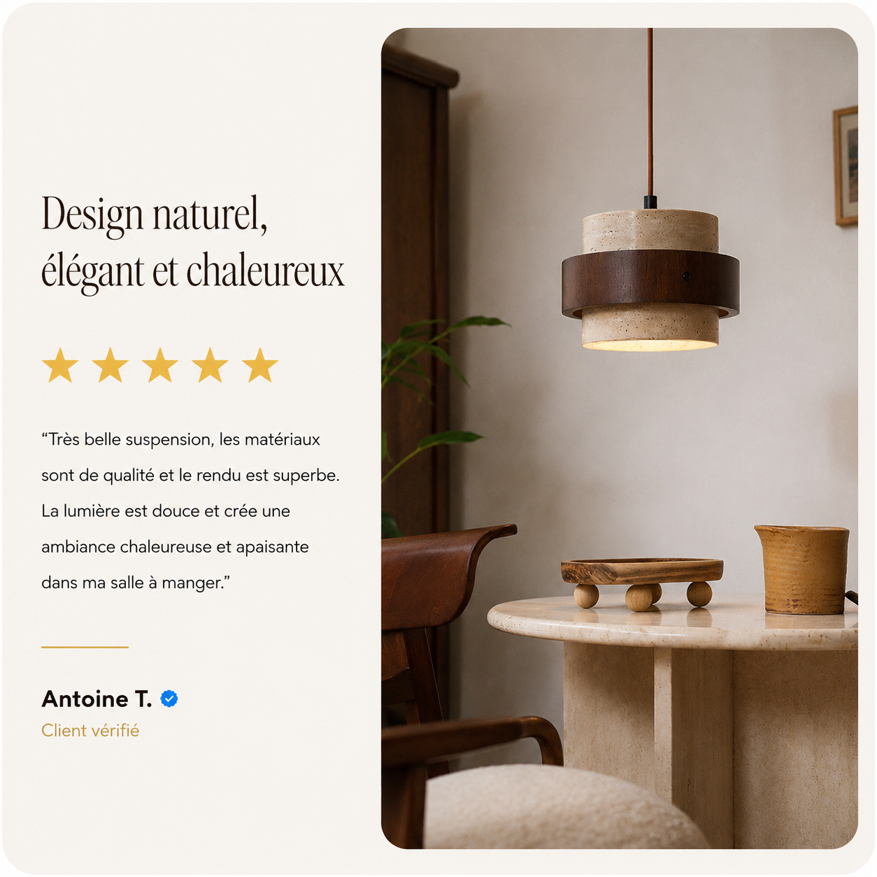 Perra Pendant Light Travertine