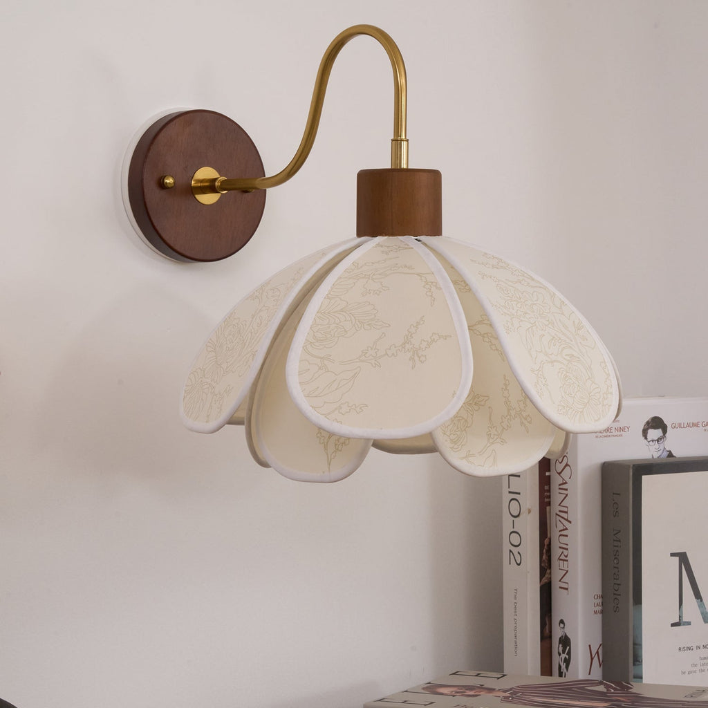 Yuki Wall Lamp Floral Wood Fabirc