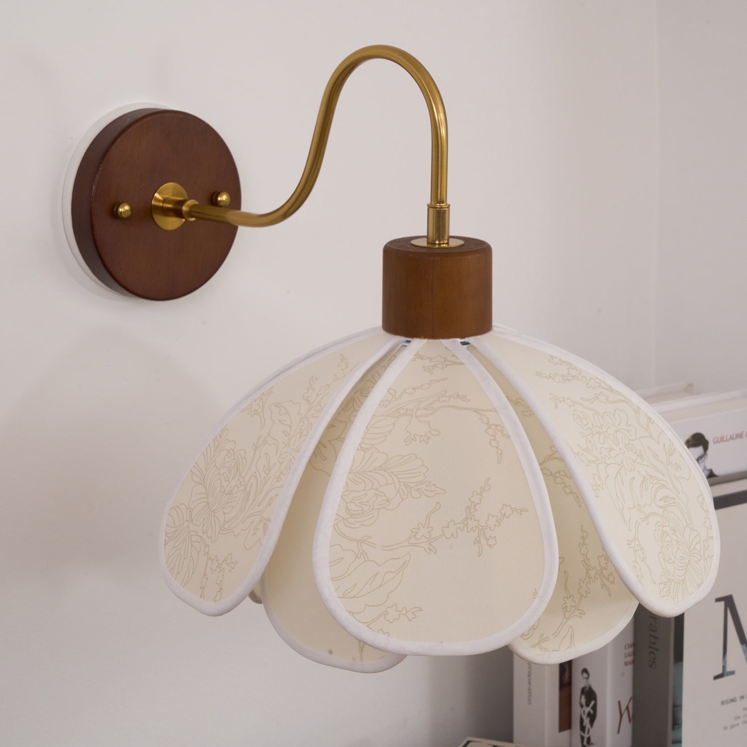 Yuki Wall Lamp Floral Wood Fabirc