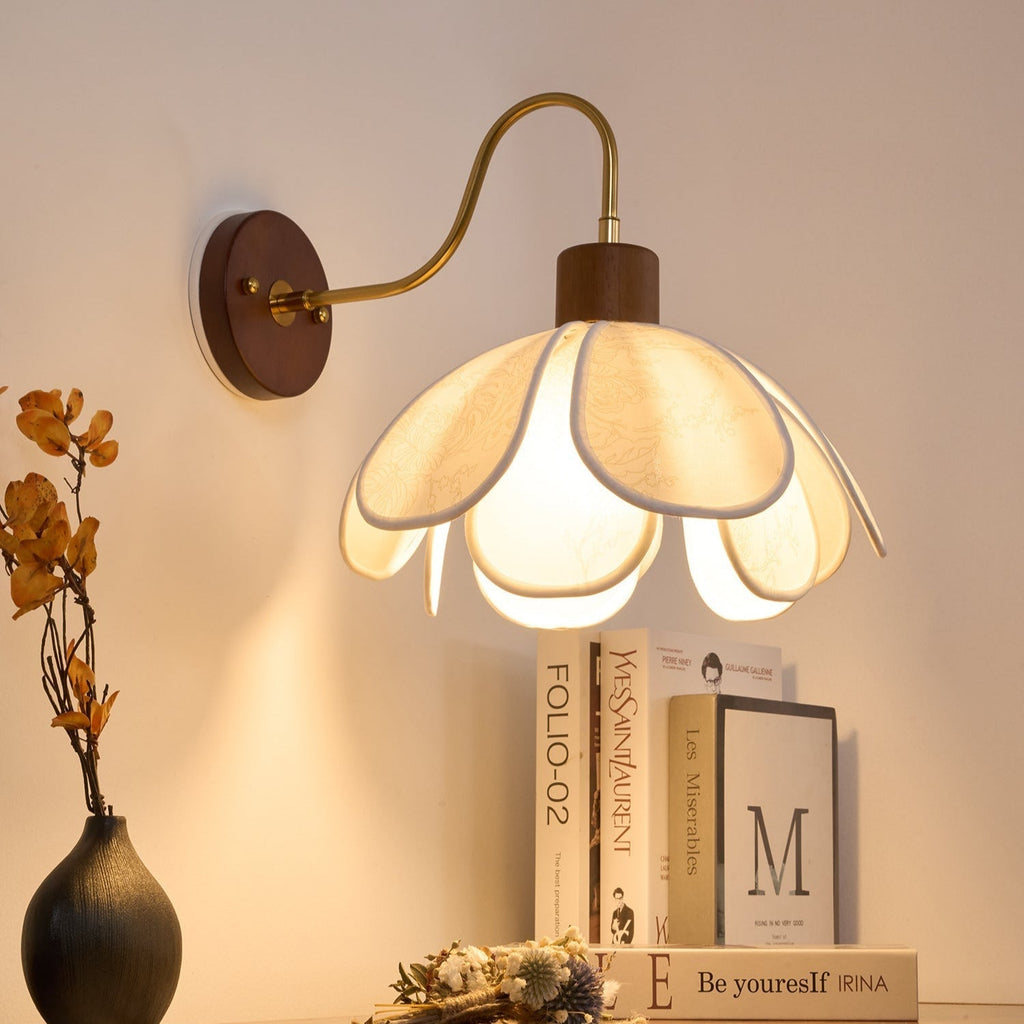 Yuki Wall Lamp Floral Wood Fabirc