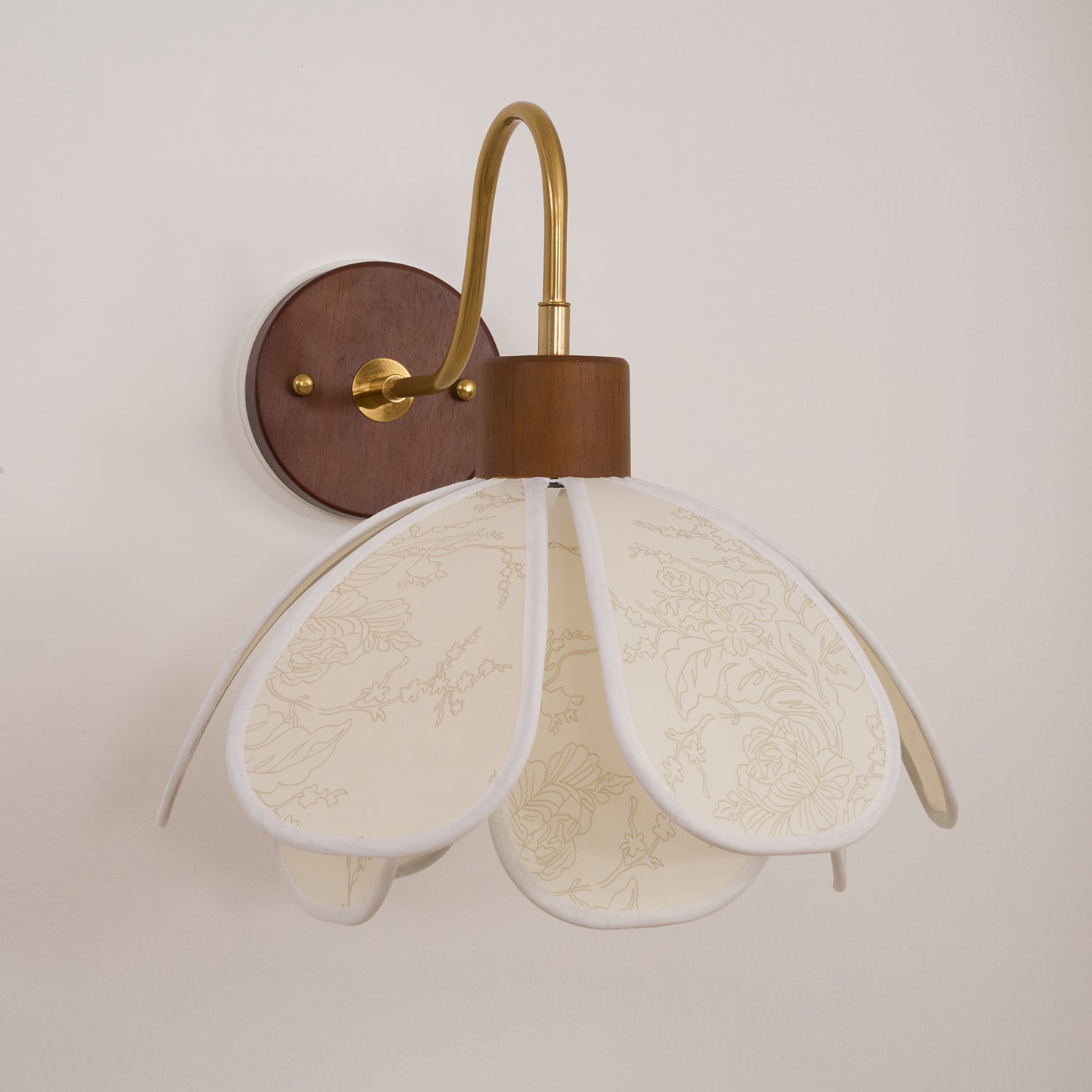 Yuki Wall Lamp Floral Wood Fabirc
